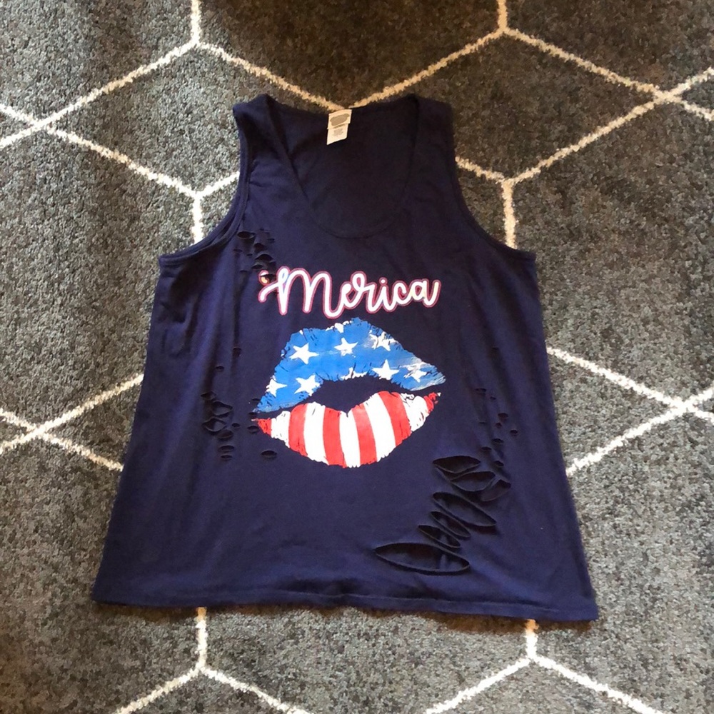 Merica Murica Ripped Tank - Large